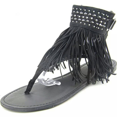 Women Fashion Tassel Flat Gladiator Sandals Bohemian Rome Shoes Flip Flop New GS
