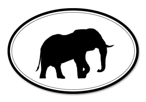 Elephant Oval car window bumper sticker decal 5/" x 3/"