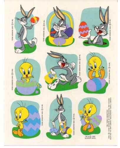 Vintage Hallmark Sticker BUGS BUNNY & TWEETY BIRD EASTER EGGS 1 Sheet SD2 