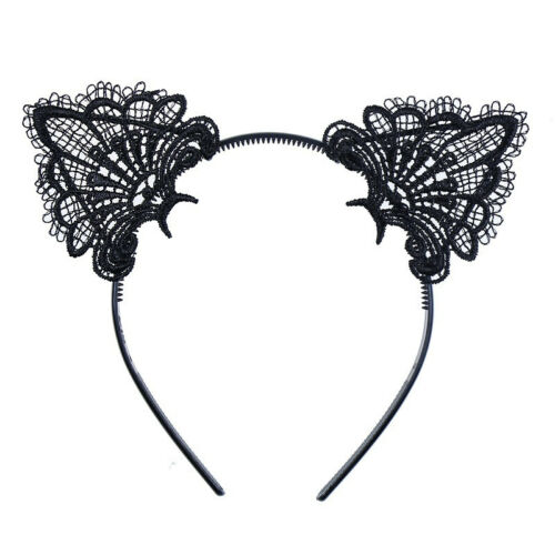 Ears Night Kitty Festival Hen Lace Cat Fancy Headband Dress Costume Black Wired