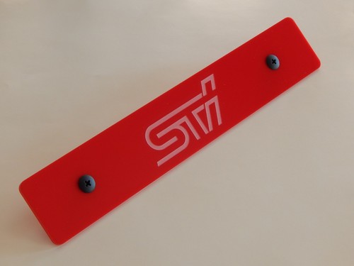 Red Front License Plate Delete 14/" with Laser Engraved /"STI/"