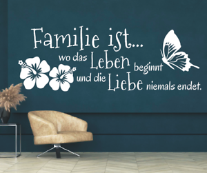 wo das Leben Liebe Sticker Wandaufkleber X4562 Wandtattoo Spruch Familie ist.. 