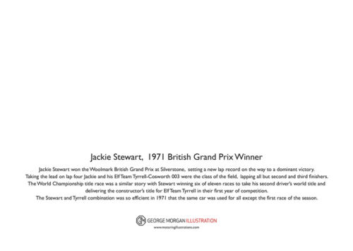 Jackie Stewart Tyrrell 003 1971 British Grand Prix Winner Greeting Card A5 size