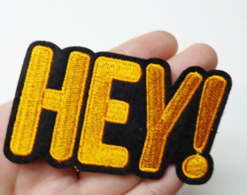 HEY Exclamation Comic Words Patch Embroidered Iron-On/Sew On Applique 