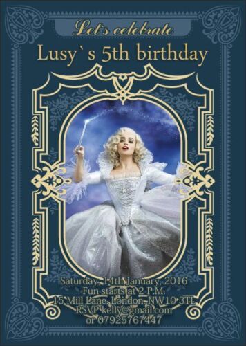10 x Personalised Birthday Party Invitations or Thank you Cards Cinderella