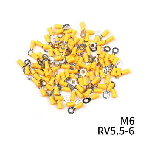 100/50x Gelb Ringkabelschuh isoliert Quetschverbinder Kabelschuhe 4mm²-6mm² 