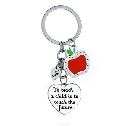 Charm Red Apple Teacher Gift Necklace Pendant Keyring Jewelry Teaching Assistant