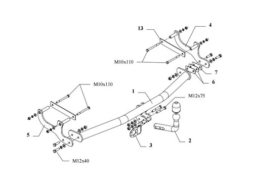 faisceau 7 broches Attelage rigide fixe Renault Modus 04//08
