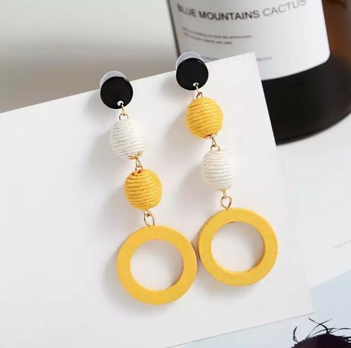 Fashionable Rope Ball Long Drop Earrings Statement