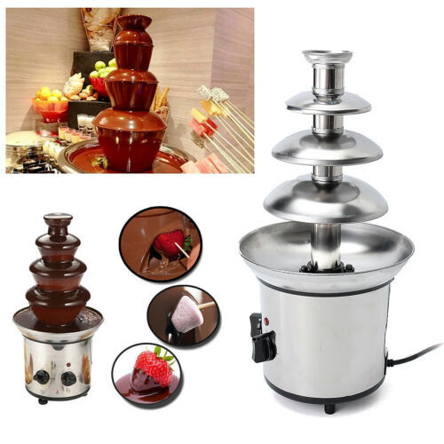 170W 4 Tiers Chocolate Fondue Fountain Maker Heated Melting Machine Part 