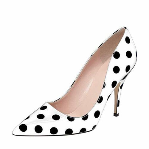 CHIC Women Pumps Pointed Toe Mid Heel Pumps Polka Dots Stilettos Shoes for Party 