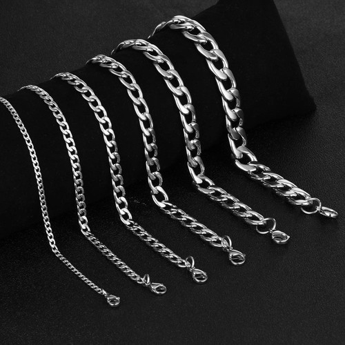 20pcs wholesale Jewelry Men Women Silver Stainless Steel Figaro Necklace 16/"-36/"
