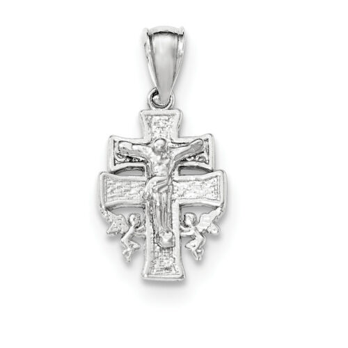 .925 Argent Sterling Poli Finition Mini Caravaca Inri Crucifix Pendentif