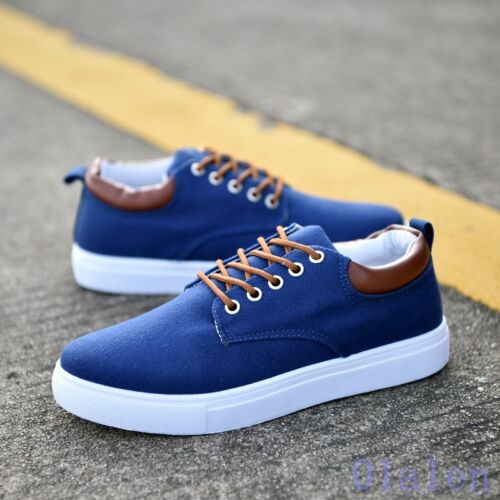 Men's Fall Canvas Vogue Sneakers Lace Up Flat Outdoor Comfy Low Top Sports Shoes 