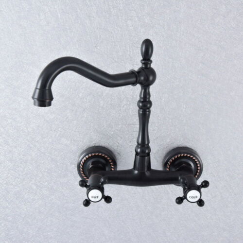 Black Oil Rubbed Brass Kitchen Faucet Bathroom Sink Mixer Tap Wall Mount ssf744 
