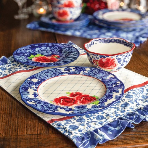 New The Pioneer Woman Floral 12pc Dinnerware Set Dinner Salad Plate Soup Bowl
