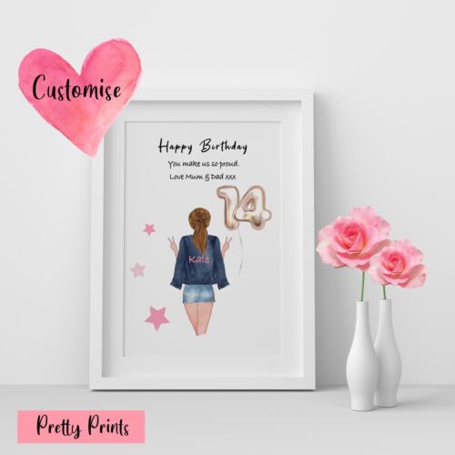 Personalised Birthday 13th 12 9 15 14 16th Gift Teen Daughter Print Friend Niece 