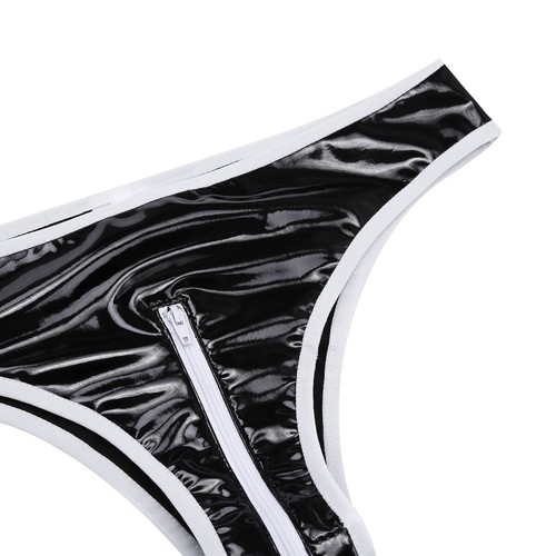 Women Crotchless G-String Wetlook Thongs Briefs Patent Leather Panties Underwear