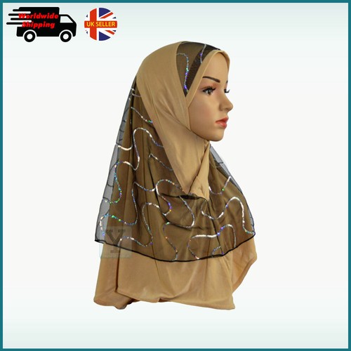 1 Piece Amira lace Hijab stretch Jilbab Abaya Scarf pull on ready made instant