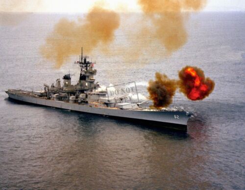 BB 62 fires  16-inch guns 12X18 Photo US Navy USN BATTLESHIP USS NEW JERSEY