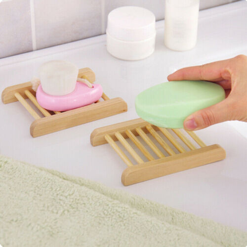 10pcs Natural Bamboo Wood Soap Dish Storage Holder Bath Shower Plates Bathroom