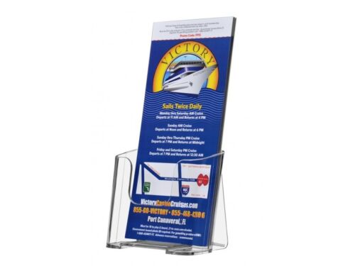 Tri fold Brochure Holder Wall or Desk Top Display Literature Stand 4/" W Qty 24