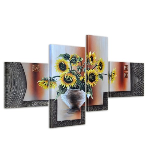 Sonnenblumen M1 Leinwandbild 4 teilig 120x70cm Handgemalt
