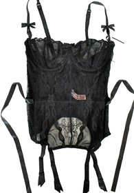 AGENT PROVOCATEUR Black Lace Sheer-Mesh Corset Size 36B