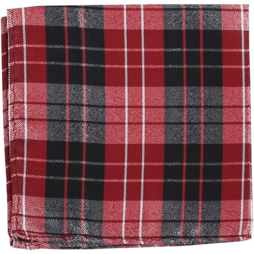 New Milani Men's Pocket Square Hankie Only Plaid checkers Pattern Red 