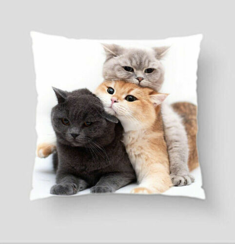 Cute Cat 3D Pattern Waist Cushion Cover Throw Pillow Case Car Home Sofa Decor 