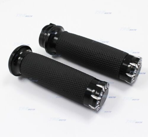 1/" 25mm Black Aluminum Motorcycle Hand Grips For Harley Sportster Touring Dyna