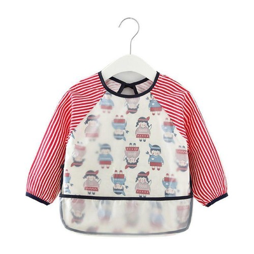 Baby Kid Apron Toddler Cartoon Long Sleeve Art Feeding Bib Burp Cloth Waterproof