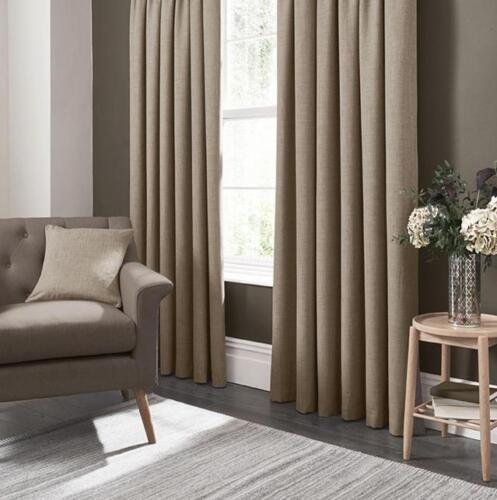 One Pair Of STUDIO G Lined Semi-Plain Elba Eyelet Or Pencil Pleat Curtains 