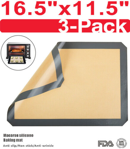 3 Set Liner Sheet Silicone Baking Mat Non Stick Heat Resistant Oven Mats Toaster