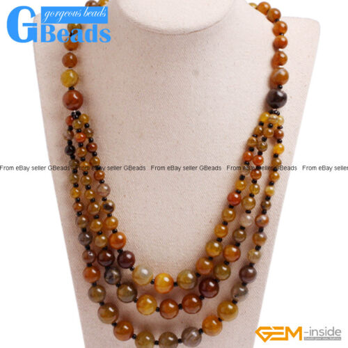 Handmade 8-12mm Gemstone Beaded Fashion Long Necklace For Women 19”Free Shipping