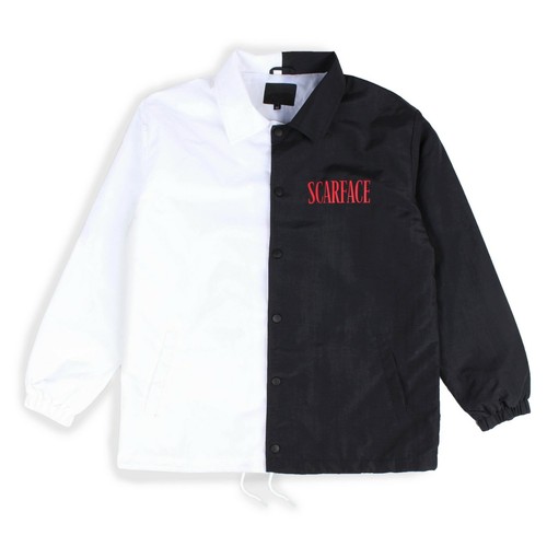 Split Black White Gangster Coach Jacket off NEW
