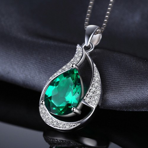JewelryPalace 2.7ct Created Nano Russian Emerald Pendant 925 Sterling Silver