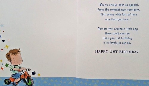 Neveu 1st Anniversaire Carte /& Badge ~ 1 ans aujourd/'hui Design ~ Jolie carte 9/" X 6/"