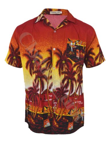 Homme robe fantaisie hawaïen hêtre floral shirt vacances à manches courtes casual M-3XL