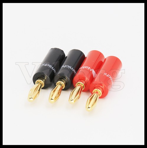 8 pcs Nakamichi Speaker banana plug 24k Gold plate connector 4mm black and red