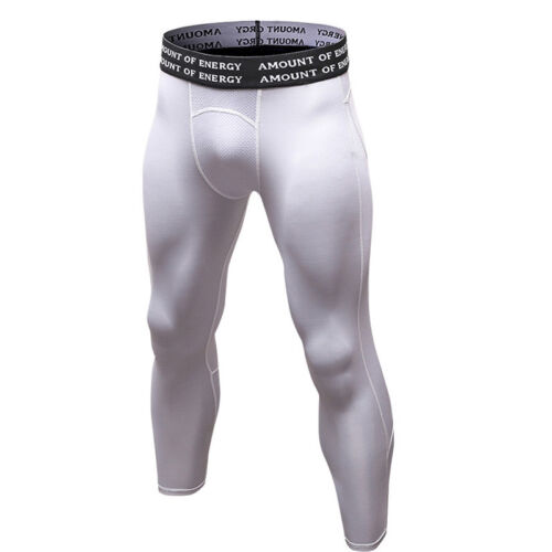 Men/'s Compression 3//4 Running Workout Collants Basketball Football Cropped Pants