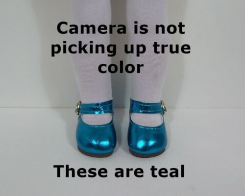 Debs TEAL Metallic Doll Shoes For 14/" American Girl Wellie Wisher Wishers