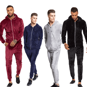 Aarhon UNISEX VELVET TRACKSUIT SLIM FIT HOODIE PANTS JOGGERS PADDING TRACKSUIT