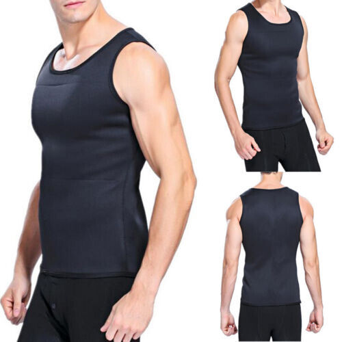 US Men's Sweat Vest Body Shaper Zip Slimming Sauna Tank Top Neoprene Chaleco HOT 