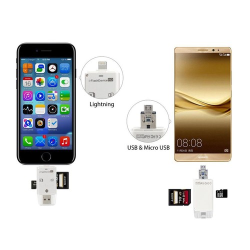 3 in 1 TF SD Card Reader Adapter fit iPhone//ipad// MAC// PC// Android Device STOCK
