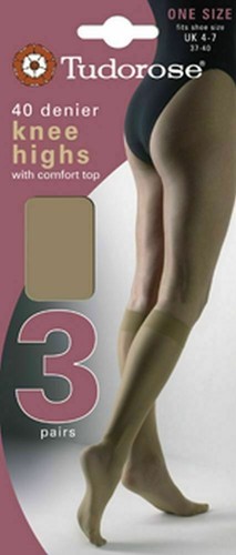 Ladies Womens 3 Pair Pack 40 Denier Knee High Pop Socks By Tudor Rose ONE SIZE