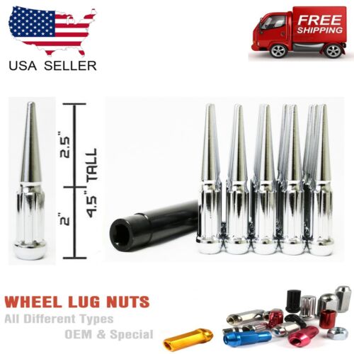 Details about  &nbsp;24PC 1/2x20 CHROME 4.5” SPLINE SPIKE LUG NUT FIT LINCOLN PLYMOUTH SALEEN