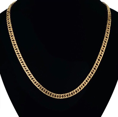Mens Solid Heavy 24K Gold Plated Cuban Curb Necklaces Link Chain 24/"x7mm Jewelry