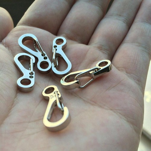10x Silber Mini EDC Snap Karabinerhaken Clip Edelstahl Outdoor SF Keychain Tool