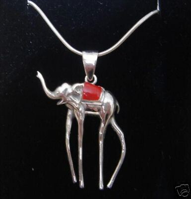 Silver Salvador Dali Tribute Elephant Pendant Red